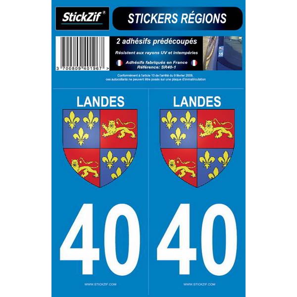 2 ADHÉSIFS "RÉGION" DÉPARTEMENT 40 LANDES