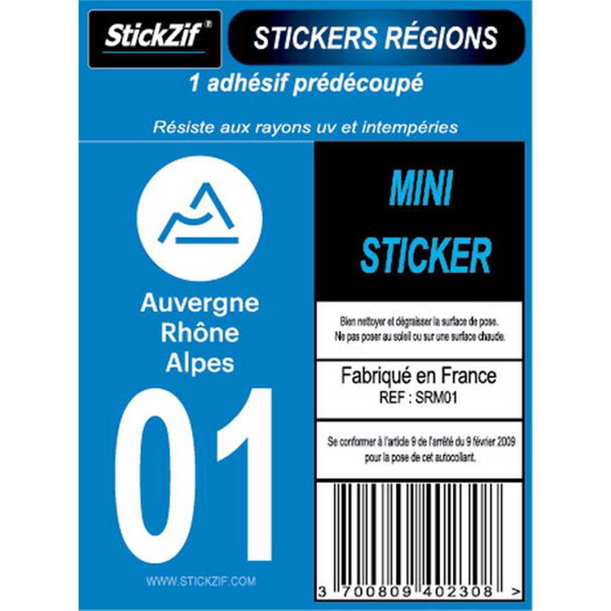 Adhésif Moto "région" Département 01 Auvergne-rhône-alpes