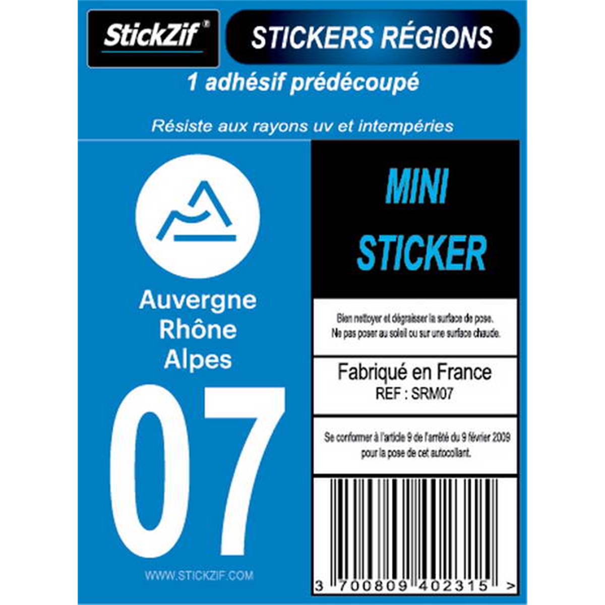 Adhésif Moto "région" Département 07 Auvergne-rhône-alpes