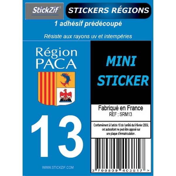 1 ADHÉSIF MOTO "RÉGION" DÉPARTEMENT 13 PACA