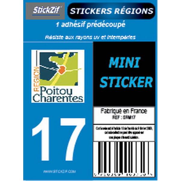 1 ADHÉSIF MOTO "RÉGION" DÉPARTEMENT 17 NOUVELLE-AQUITAINE