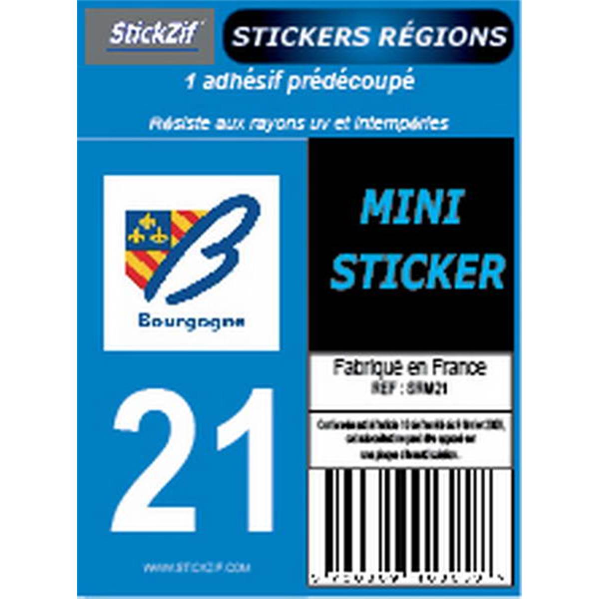 Adhésif Moto "région" Département 21 Bourgogne-franche-comté