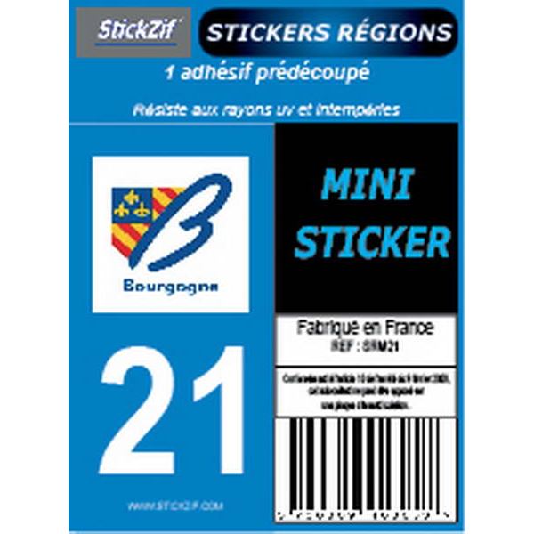 1 ADHÉSIF MOTO "RÉGION" DÉPARTEMENT 21 BOURGOGNE-FRANCHE-COMTÉ