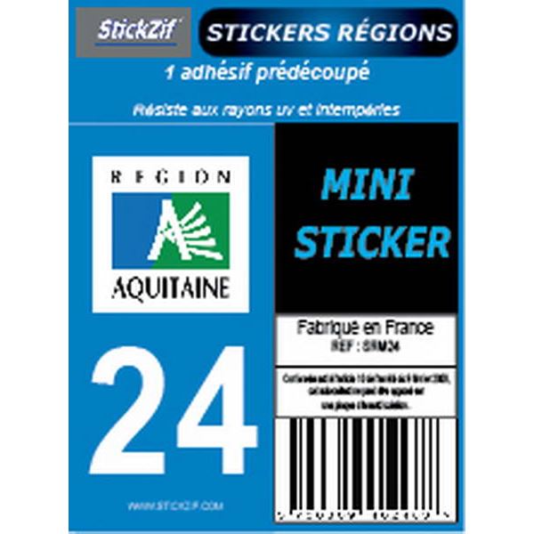 1 ADHÉSIF MOTO "RÉGION" DÉPARTEMENT 24 NOUVELLE-AQUITAINE