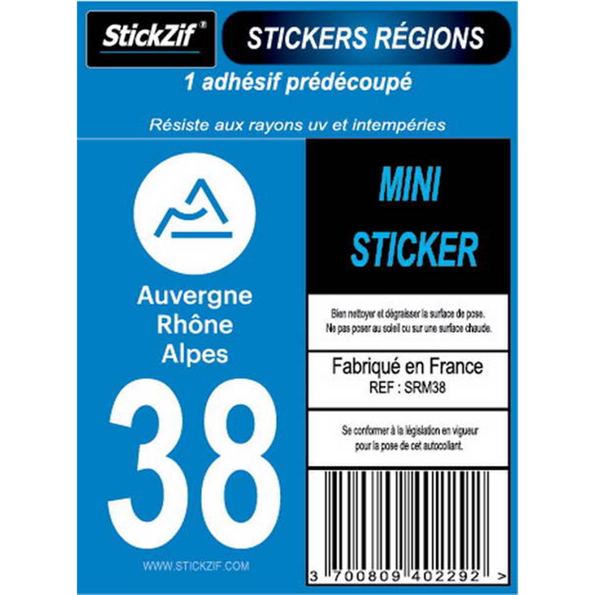 Adhésif Moto "région" Département 38 Auvergne-rhône-alpes