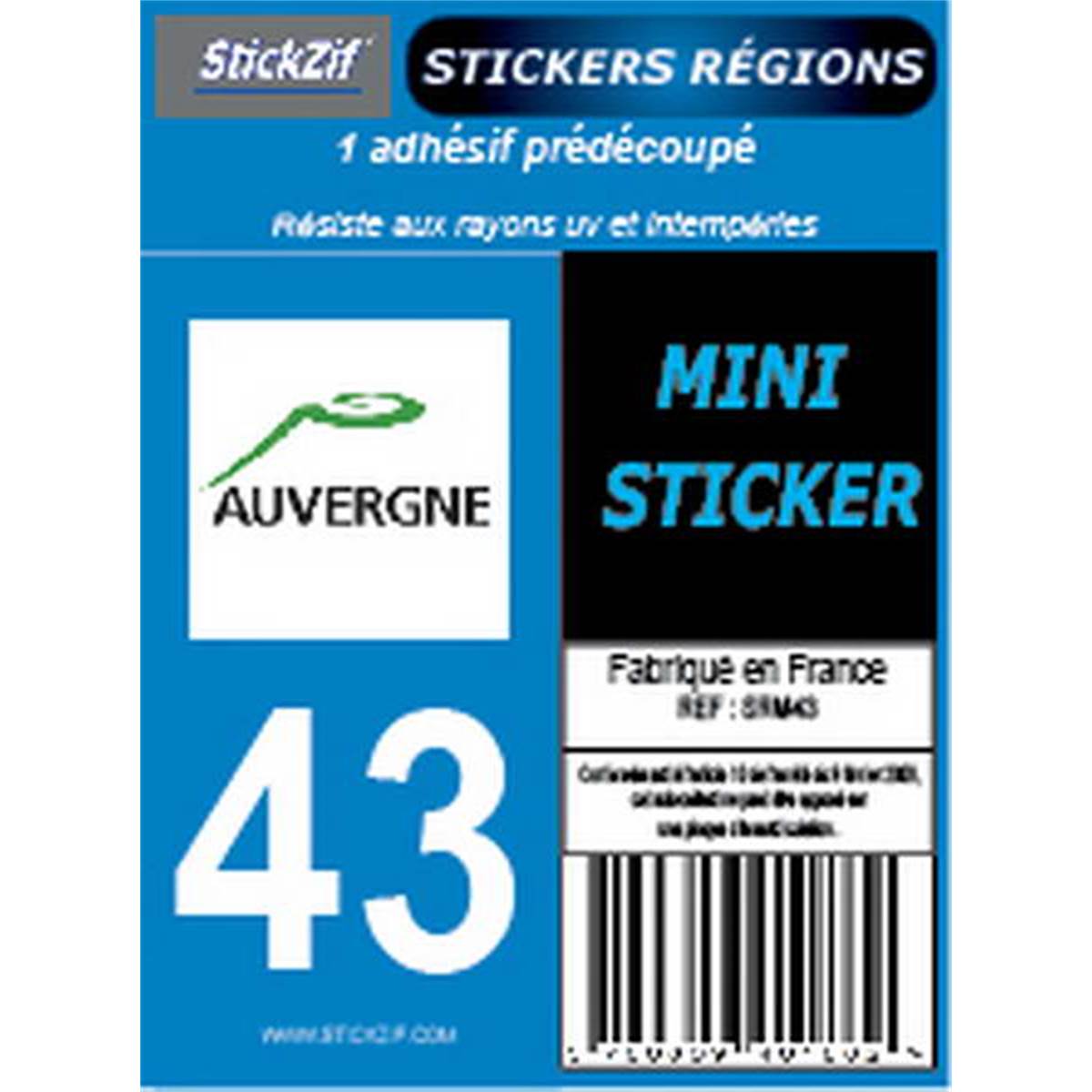 Adhésif Moto "région" Département 43 Auvergne-rhône-alpes
