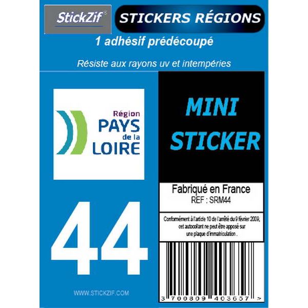 1 ADHÉSIF MOTO "RÉGION" DÉPARTEMENT 44 PAYS DE LA LOIRE