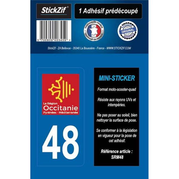 1 ADHÉSIF MOTO "RÉGION" DÉPARTEMENT 48 OCCITANIE