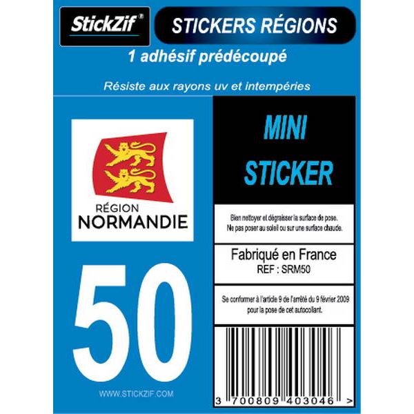 1 ADHÉSIF MOTO "RÉGION" DÉPARTEMENT 50 NORMANDIE