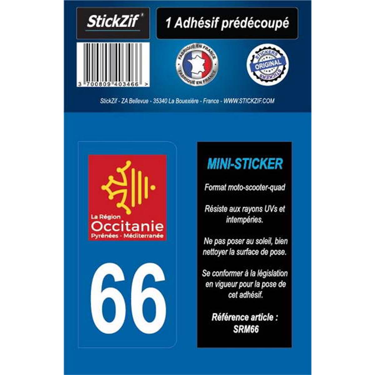 Adhésif Moto "région" Département 66 Occitanie