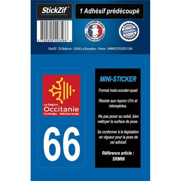 1 ADHÉSIF MOTO "RÉGION" DÉPARTEMENT 66 OCCITANIE