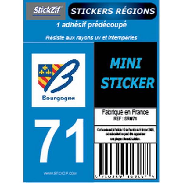 1 ADHÉSIF MOTO "RÉGION" DÉPARTEMENT 71 BOURGOGNE-FRANCHE-COMTÉ
