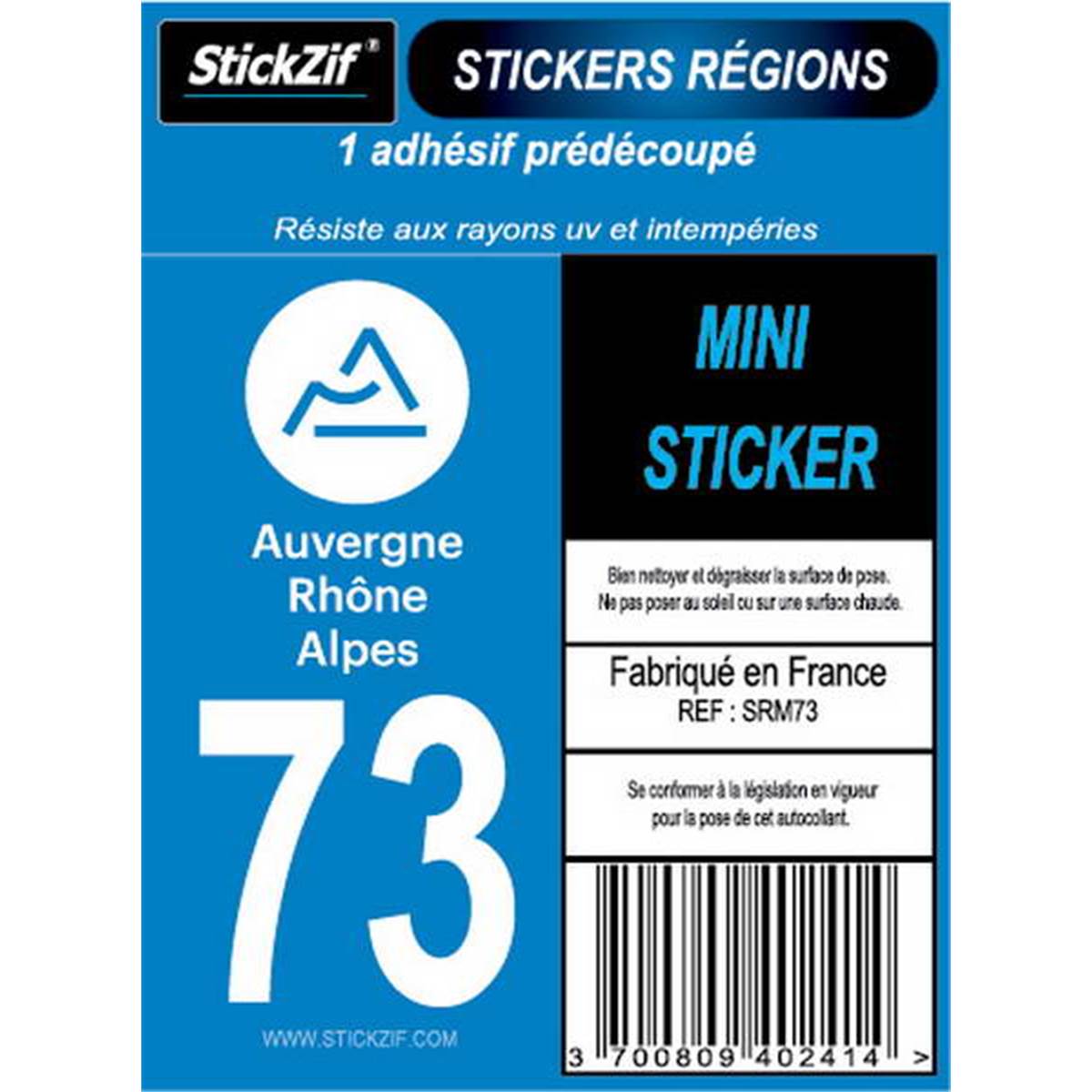Adhésif Moto "région" Département 73 Auvergne-rhône-alpes