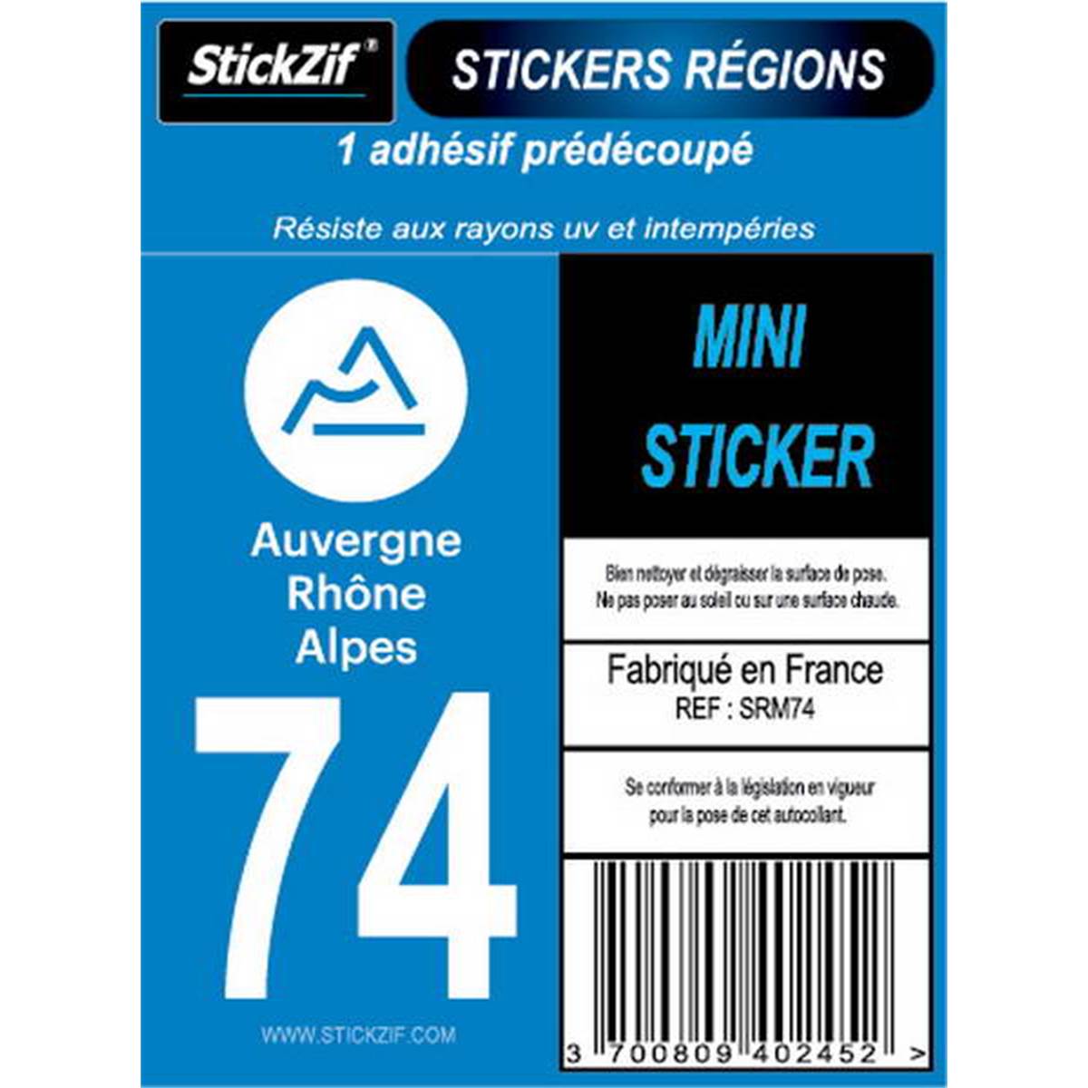 Adhésif Moto "région" Département 74 Auvergne-rhône-alpes