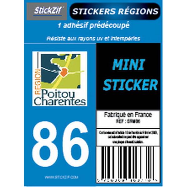 1 ADHÉSIF MOTO "RÉGION" DÉPARTEMENT 86 NOUVELLE-AQUITAINE