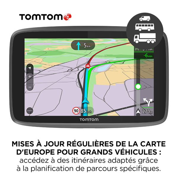 Cartographie Europe 48 et Trafic à Vie TomTom GO Professional 620 via Smartphone - GPS Poids Lourds 6 Pouces 