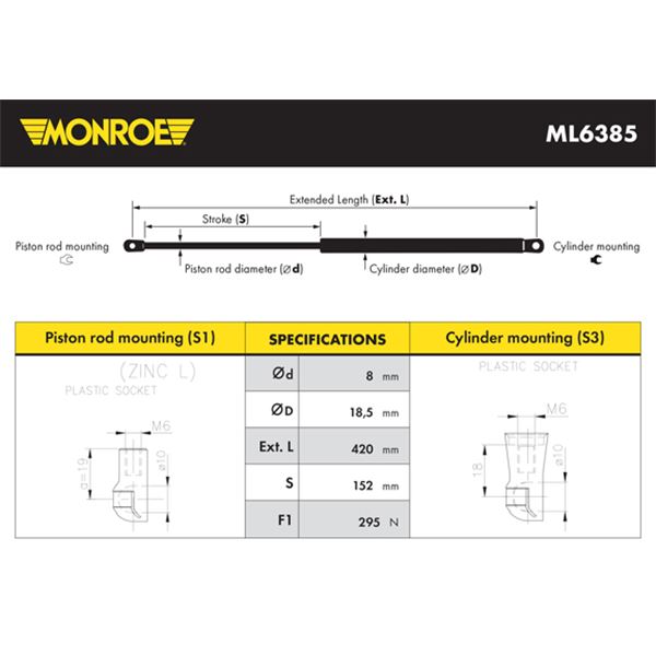 1 verin de capot Monroe ML6385