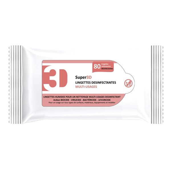 80 LINGETTES DESINFECTANTES SUPER 3D