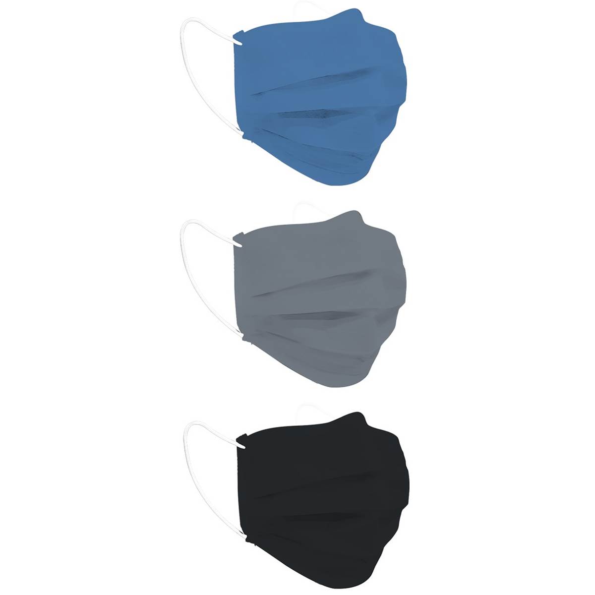 3 Masques Alternatifs Tissu Lavables & Réutilisables - Coloris Noir / Gris / Bleu