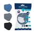 3 masques alternatifs tissu lavables & réutilisables - Coloris Noir / Gris / Bleu