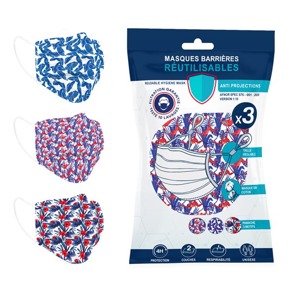 3 masques alternatifs tissu lavables & réutilisables - Collection JUNGLE