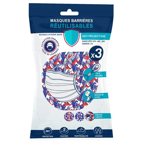 3 masques alternatifs tissu lavables & réutilisables - Collection JUNGLE