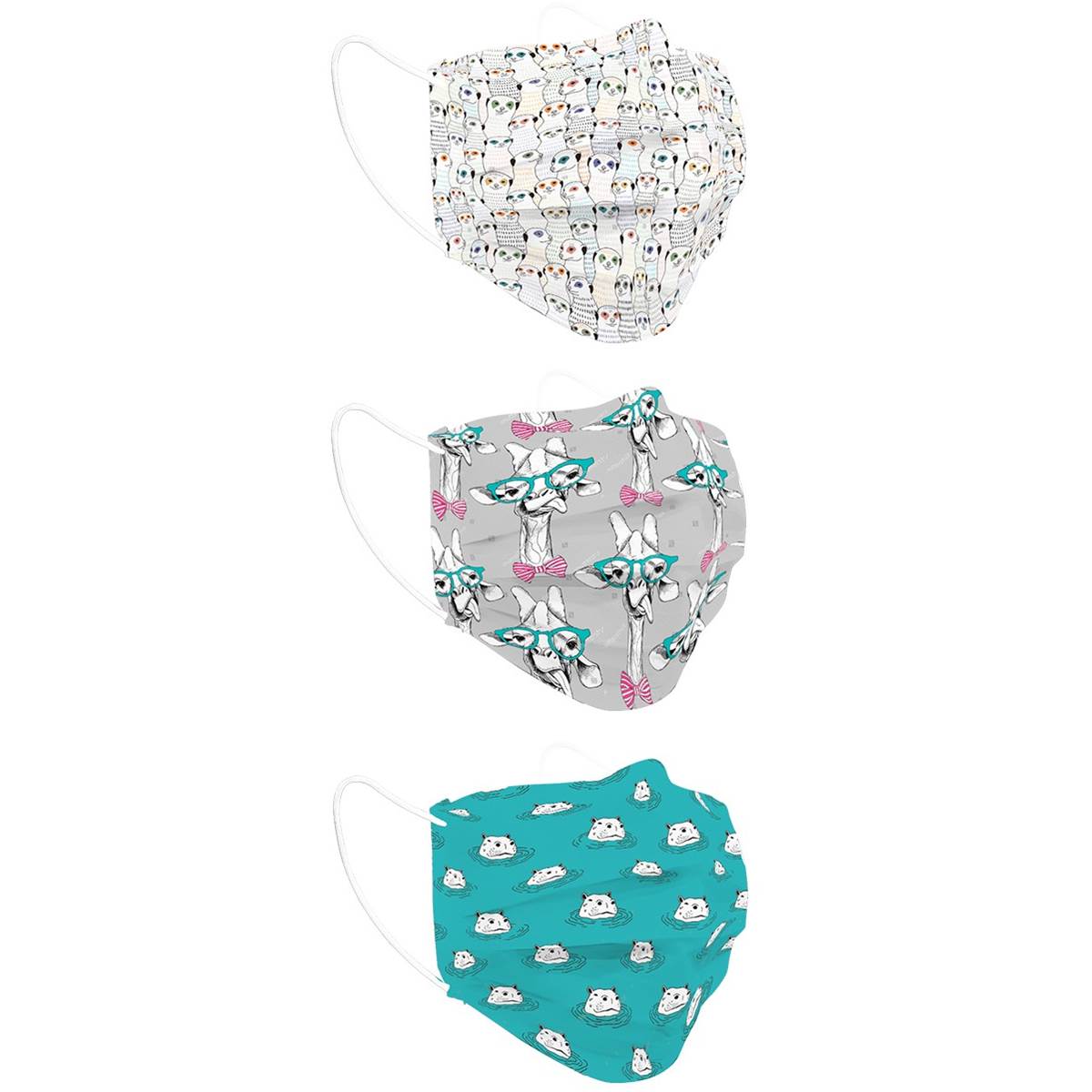 3 Masques Enfant Alternatifs Tissu Lavables & Réutilisables - Collection Animaux