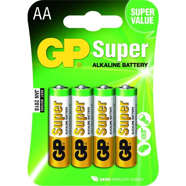 4 Piles alcalines GP LR06 1,5V