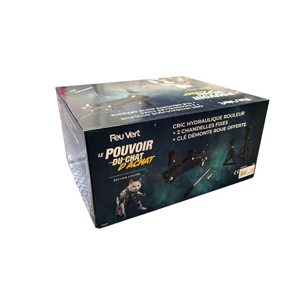Pack levage avec 1 cric hydraulique roulant, 2 chandelles fixes et 1 clé démonte roue