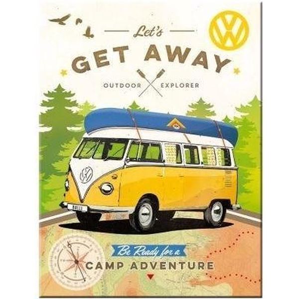 Magnet 8x6 cm VW Bulli Lets Get Away