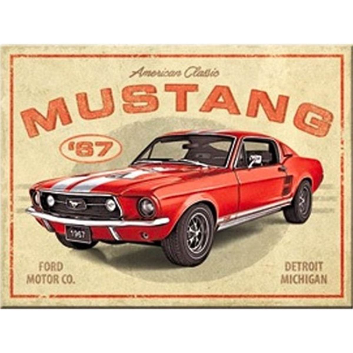 Magnet 8x6 Cm Ford Mustang Gt 1967 Red