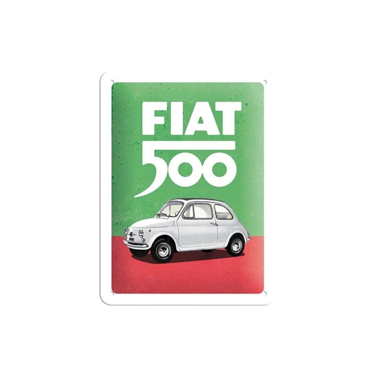 Plaque Métal 15x20 Cm Fiat 500 Italian Colours