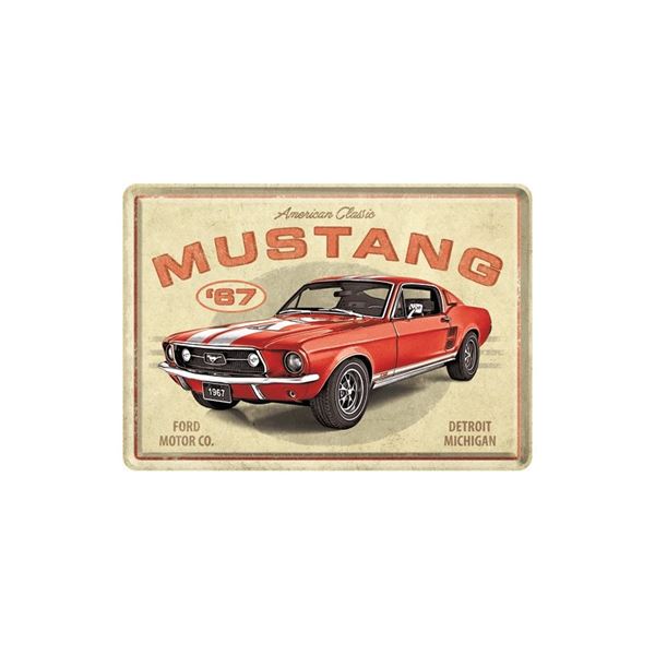 Carte postale métal Ford Mustang GT 1967 Red