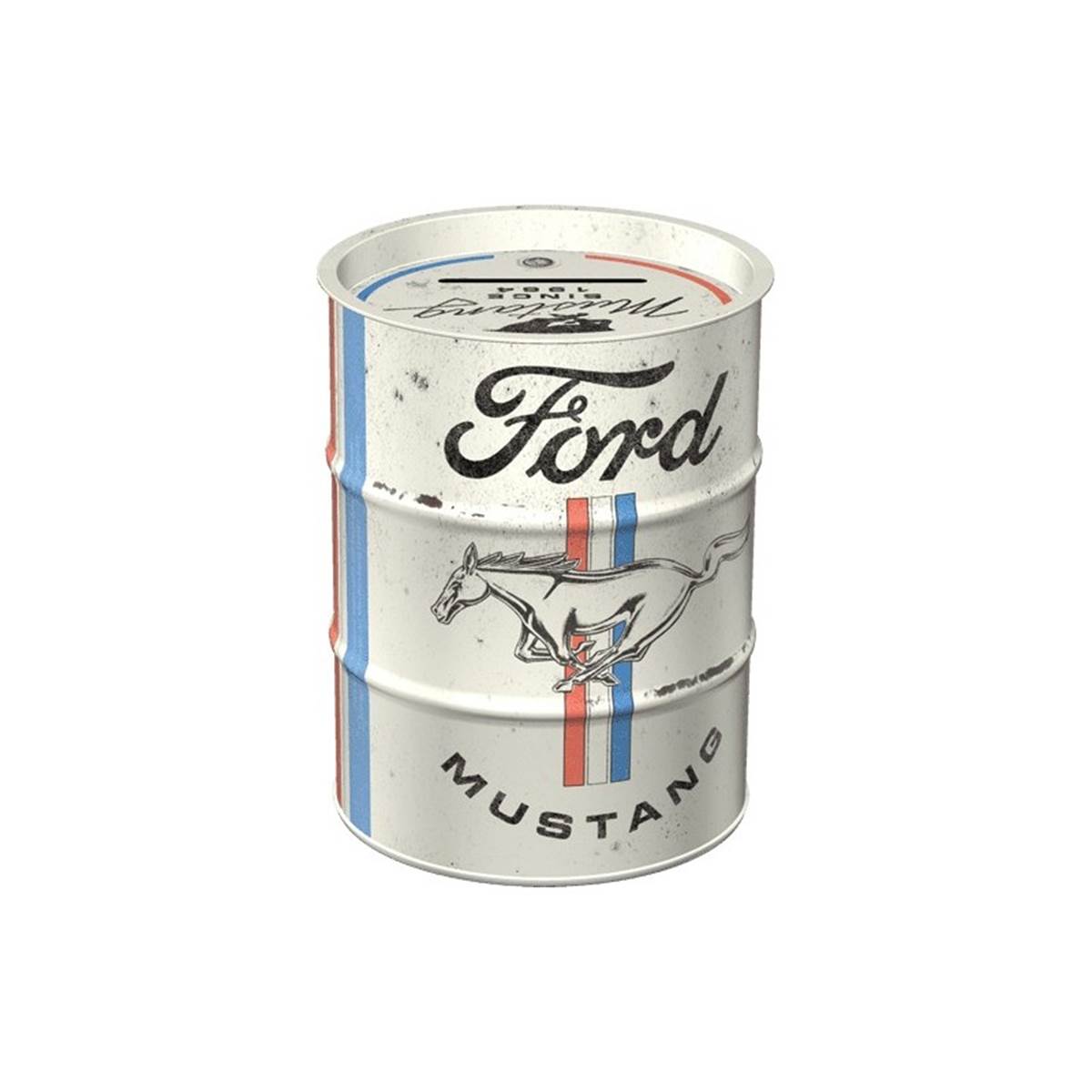 Tirelire Baril Ford Mustang Horse & Stripes Logo