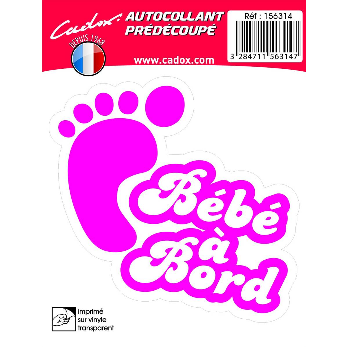 Adhésif Bebe A Bord Rose Cadox