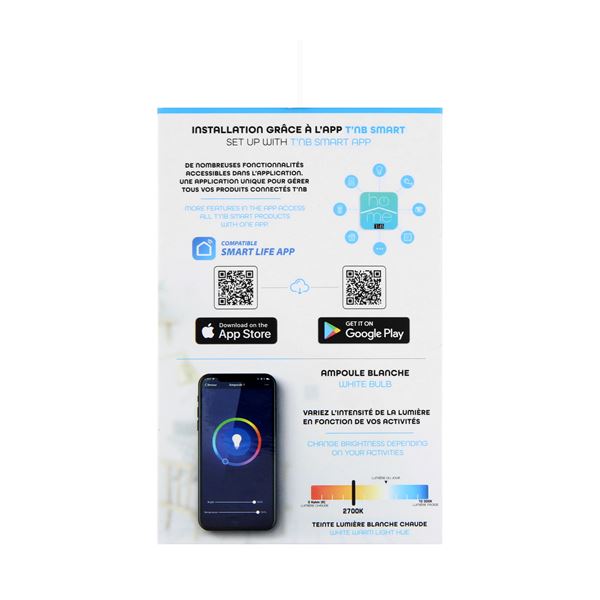Ampoule LED blanche connectée 800 lm - TNB