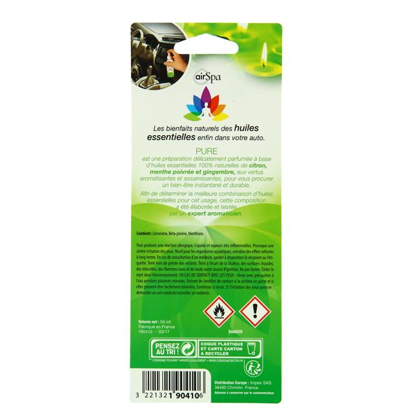 Désodorisant voiture spray senteur pure, Air Spa
