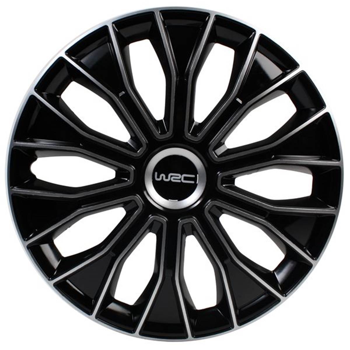 4 Enjoliveurs WRC 15 N°15 Noir/Argent\