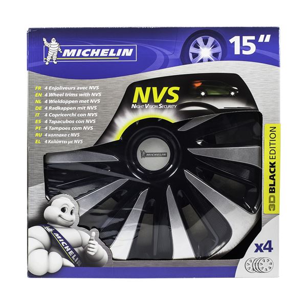 4 Enjoliveurs MICHELIN 15 pouces NVS 3D Black Edition