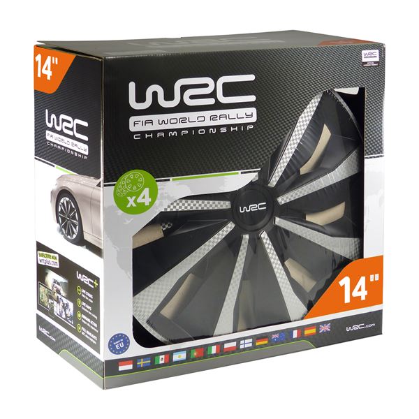 4 enjoliveurs 14 pouces carbone WRC