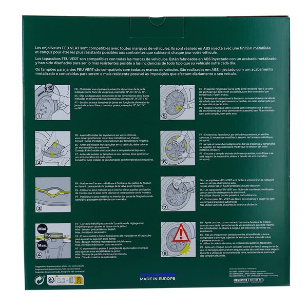 4 enjoliveurs 15 pouces Feu Vert 06