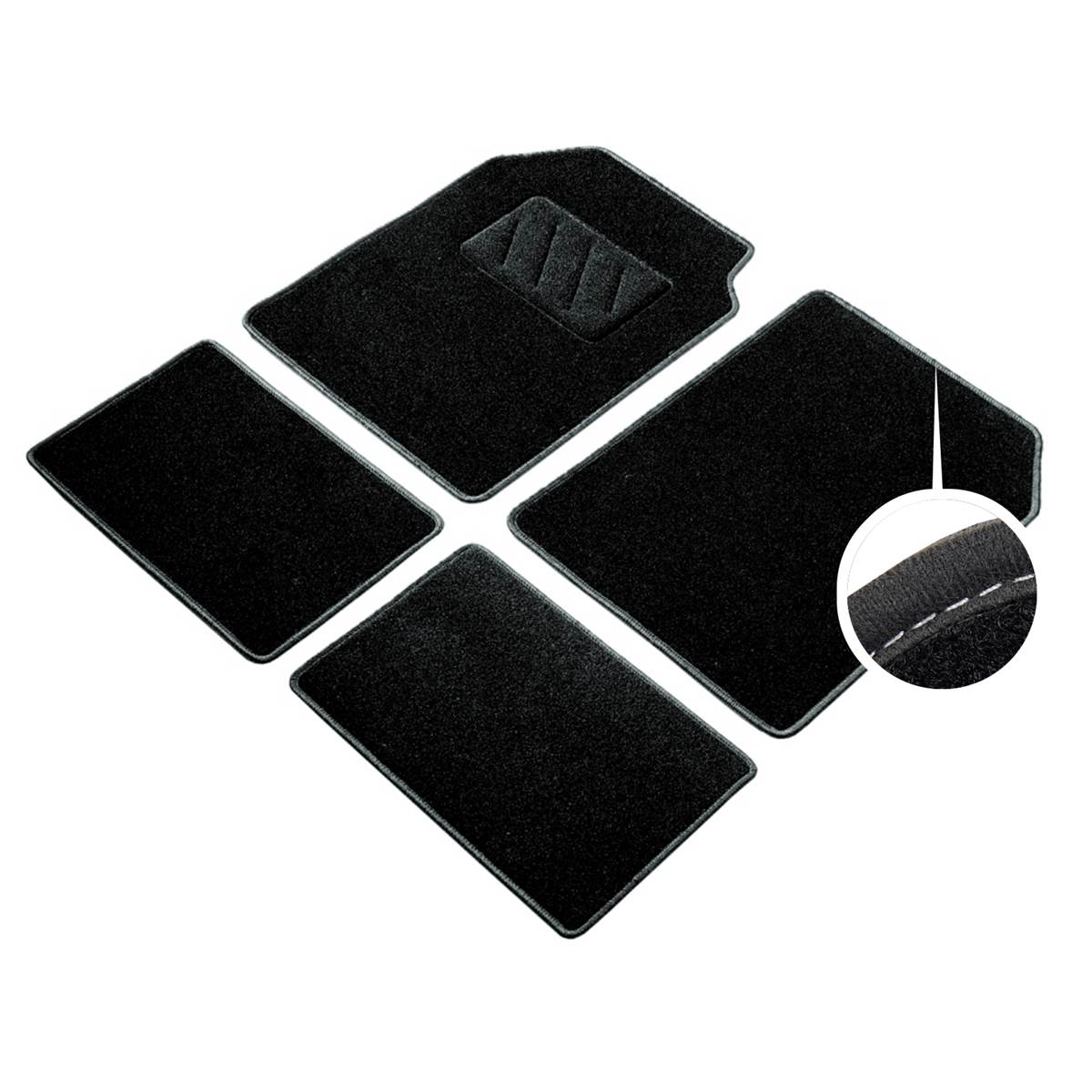 Tapis (4 pièces) Moquette Universels Velours Ganse Noir