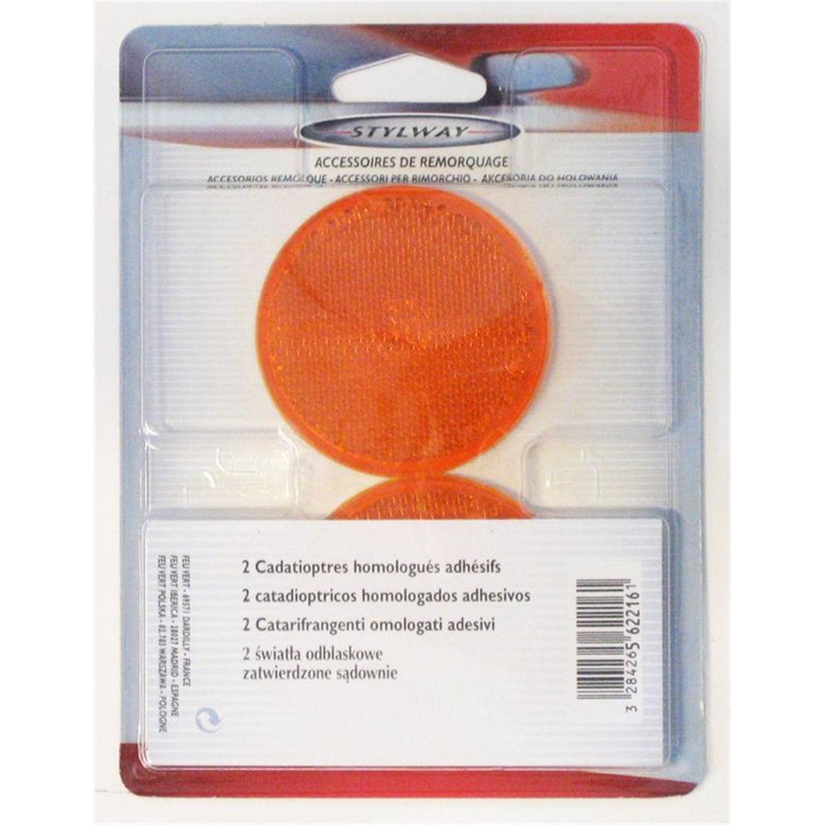 2 Catadioptres Ronds Orange Stylway