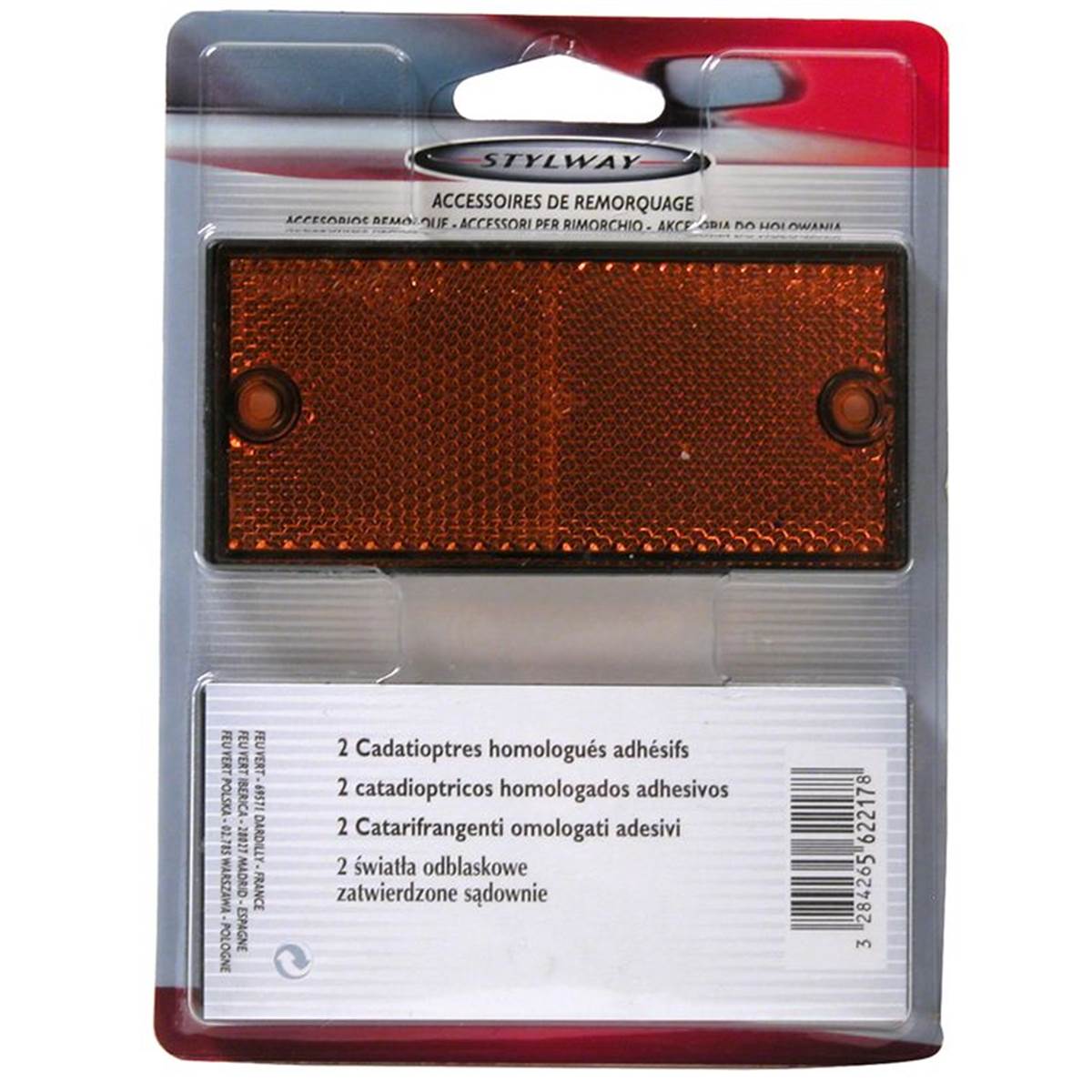 2 Catadioptres Rectangulaires Orange Stylway