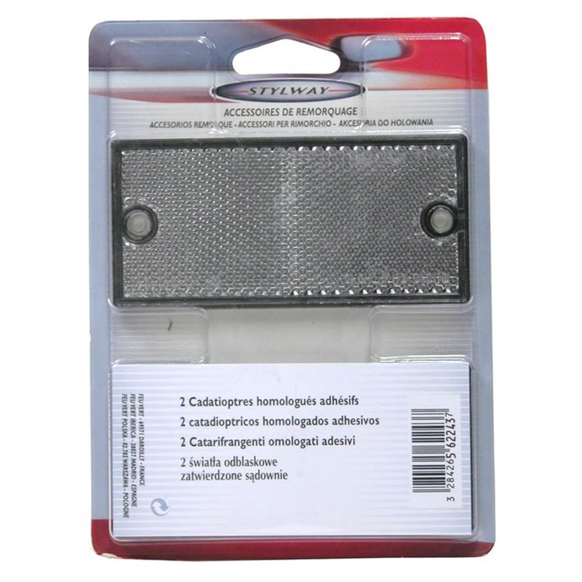 2 Catadioptres Rectangulaires Blancs Stylway