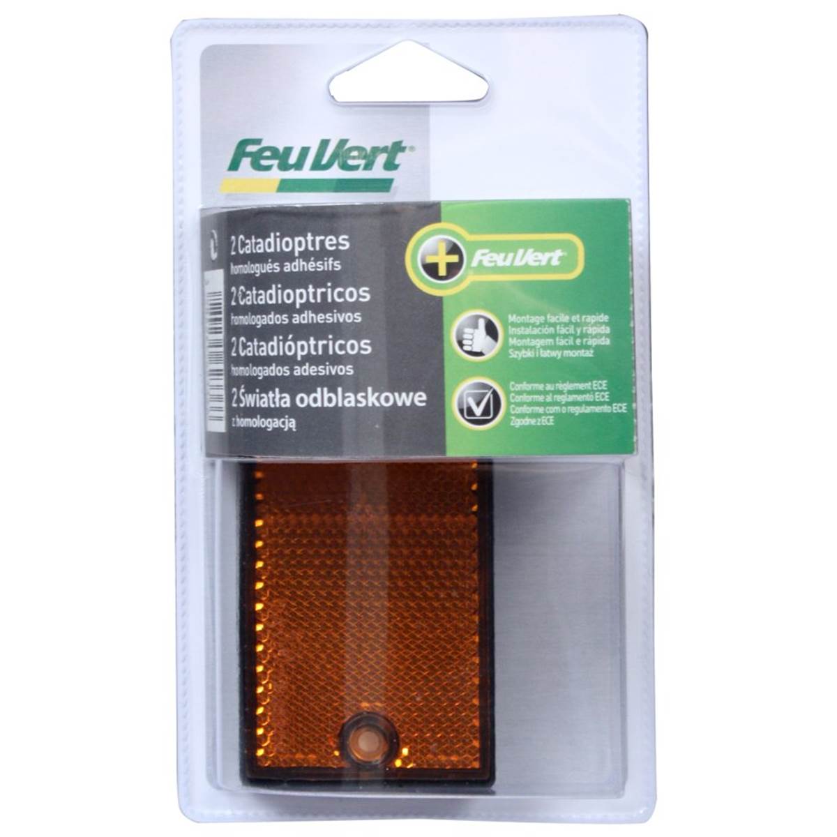 2 Catadioptres Rectangulaires Orange Pour Remorque Feu Vert