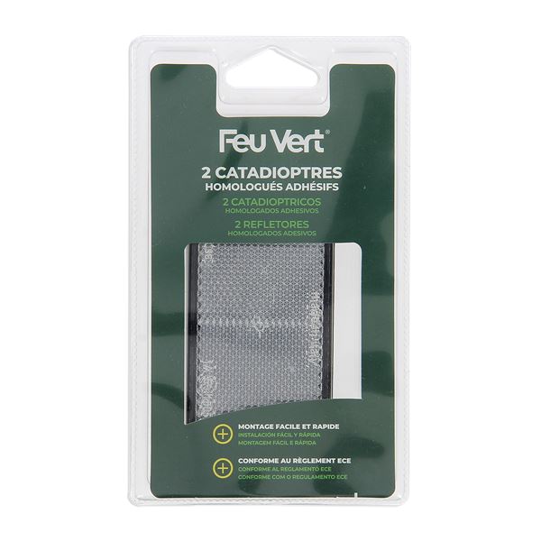 2 Catadioptres rectangulaires blancs Feu Vert