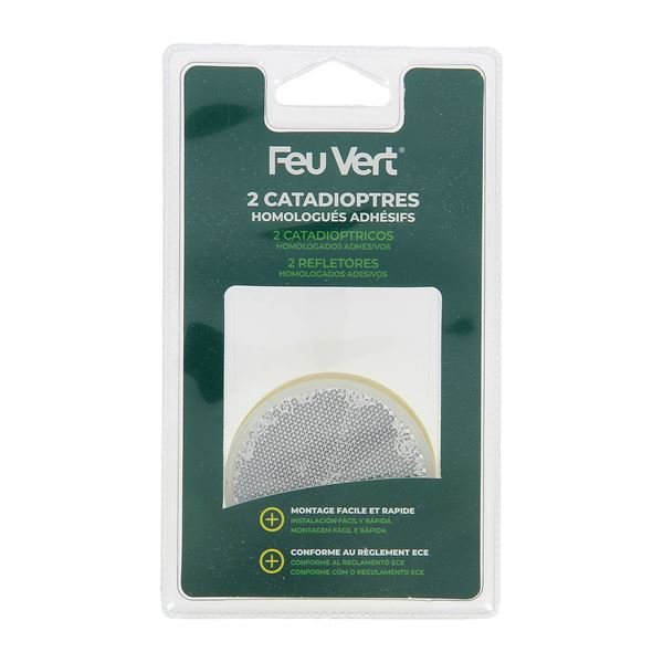 2 Catadioptres ronds blancs Feu Vert