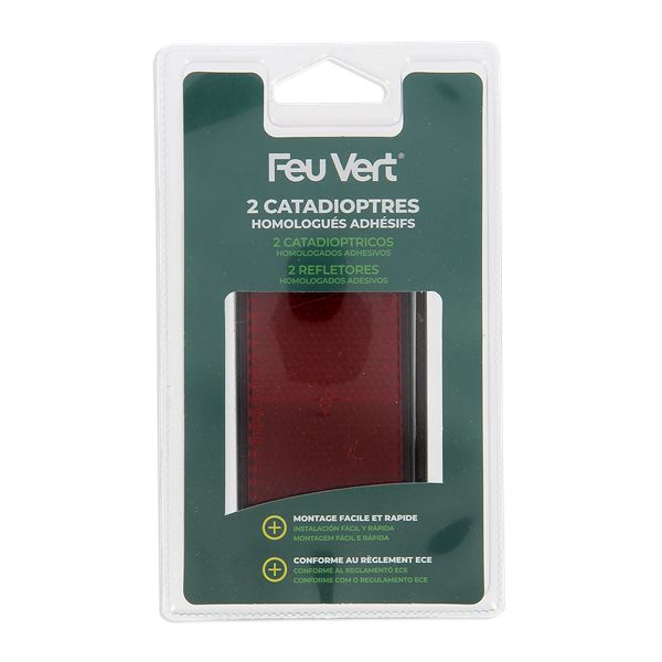 2 Catadioptres rectangulaires rouges Feu Vert
