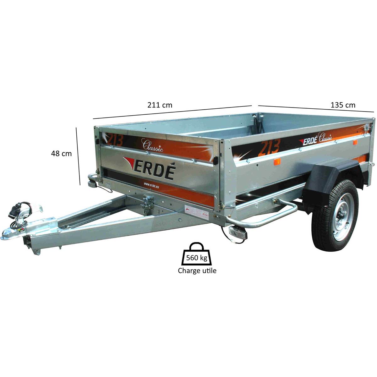 Remorque Erdé 213 Mma 750 Kg